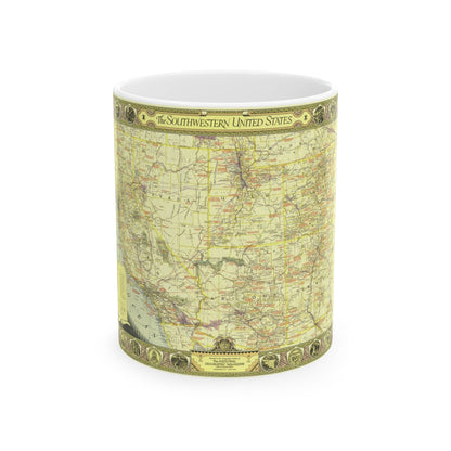 USA - Southwestern (1940) (Map) White Coffee Mug-11oz-The Sticker Space