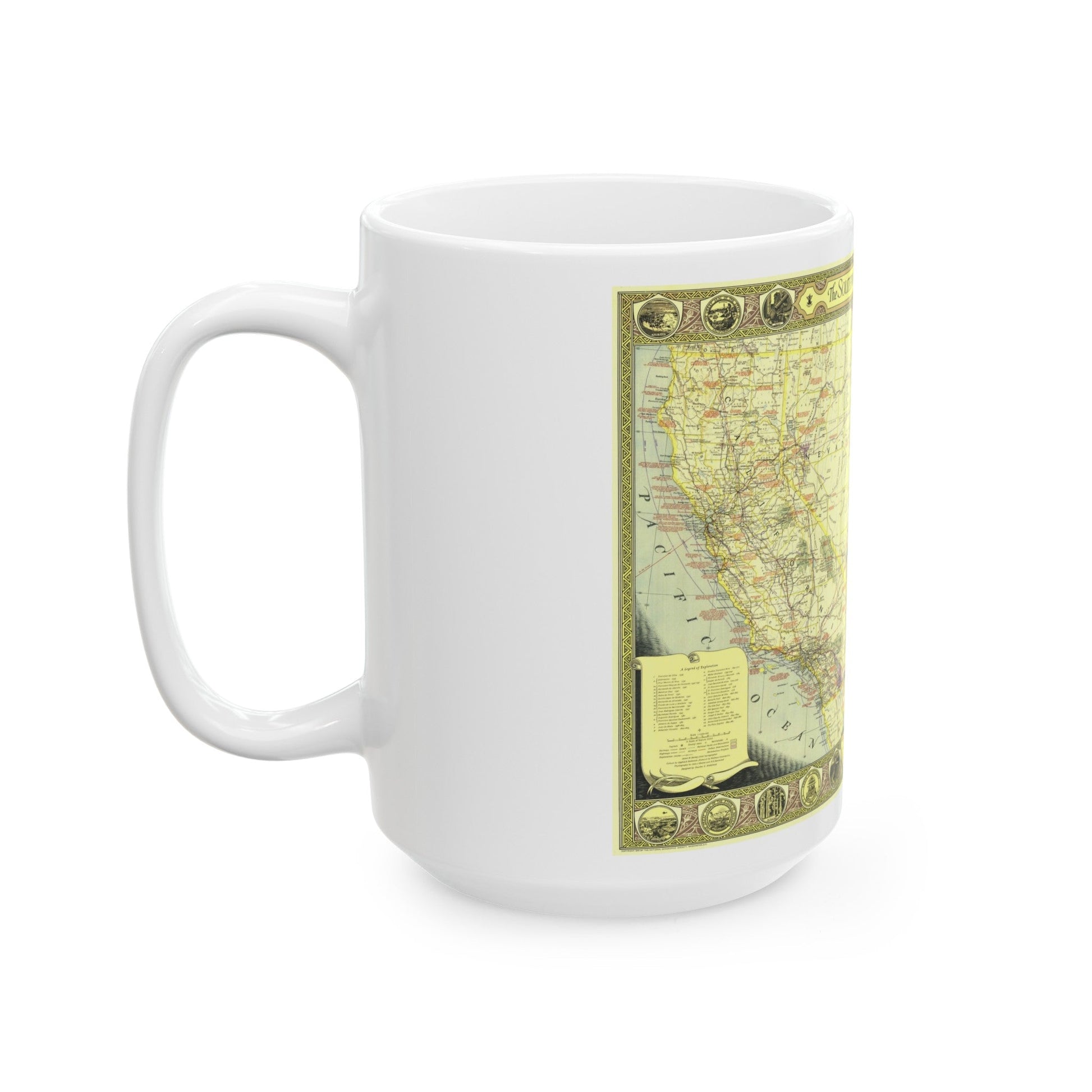 USA - Southwestern (1940) (Map) White Coffee Mug-The Sticker Space