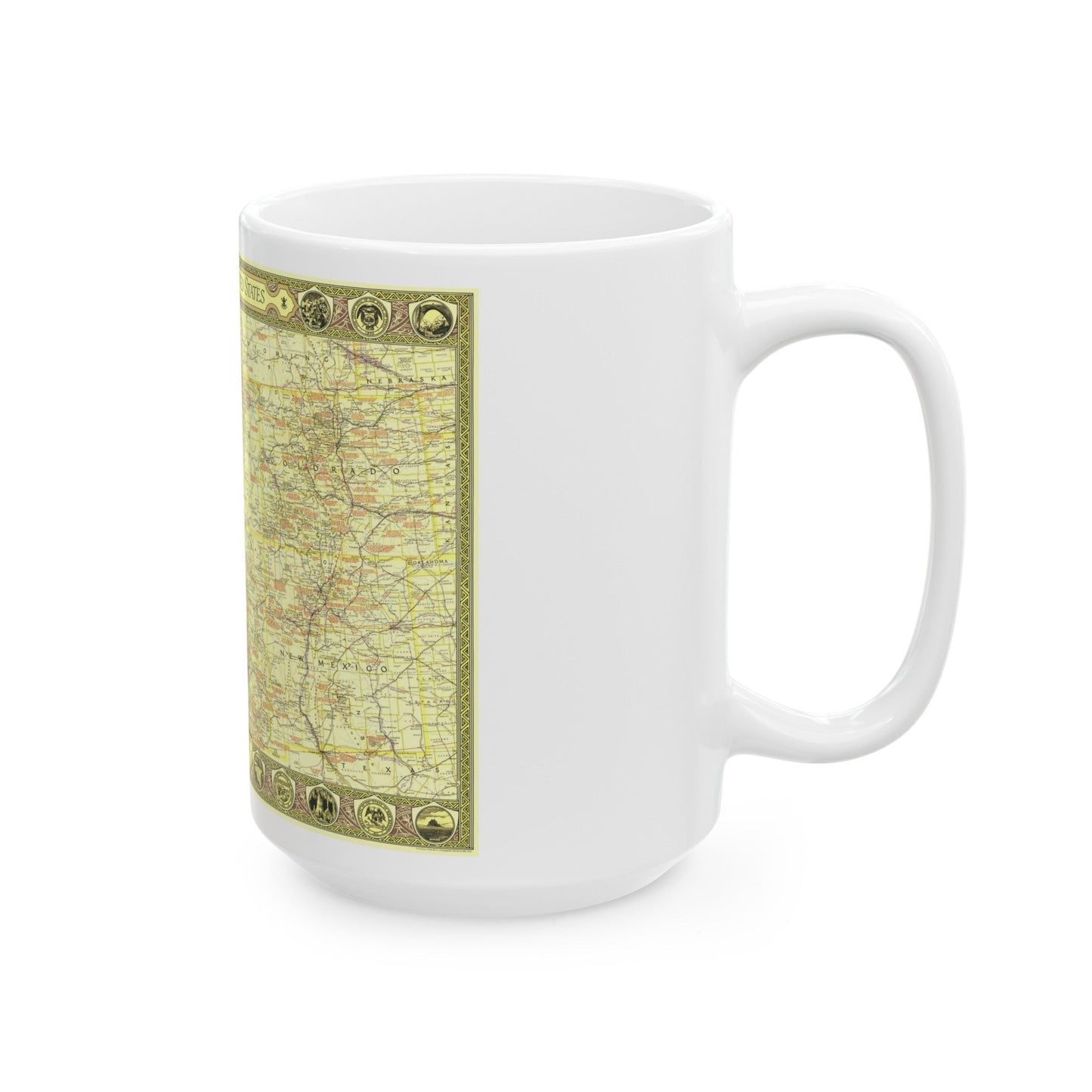 USA - Southwestern (1940) (Map) White Coffee Mug-The Sticker Space