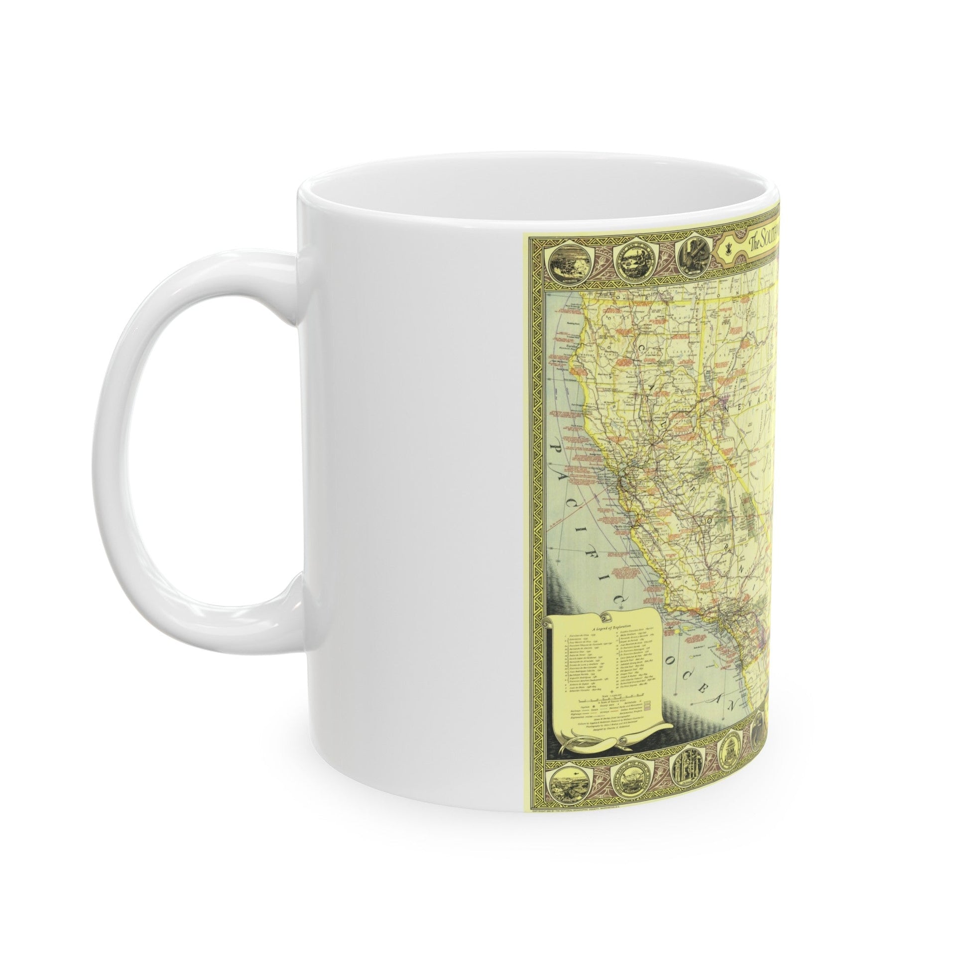 USA - Southwestern (1940) (Map) White Coffee Mug-The Sticker Space