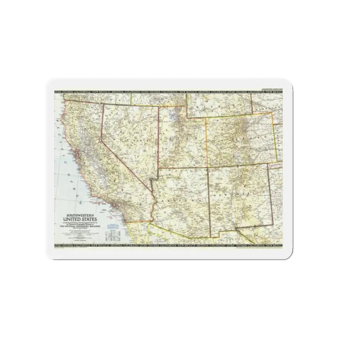 USA - Southwestern (1948) (Map) Refrigerator Magnet 2 Inch - The Sticker Space