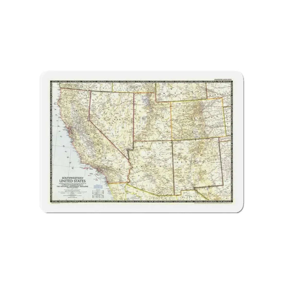 USA - Southwestern (1948) (Map) Refrigerator Magnet 4 Inch - The Sticker Space