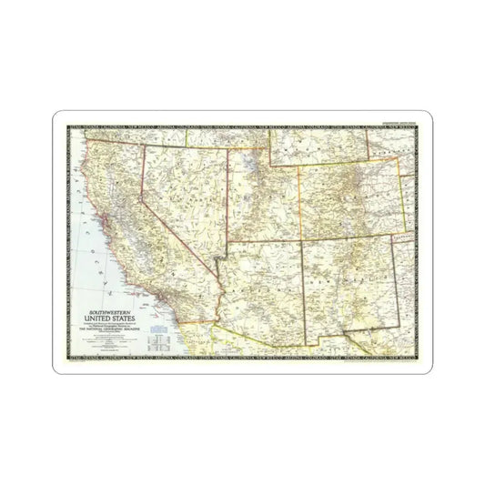 USA - Southwestern (1948) (Map) STICKER Vinyl Kiss-Cut Decal 2 Inch White - The Sticker Space