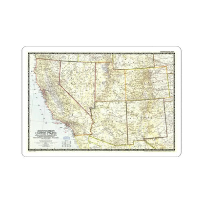 USA - Southwestern (1948) (Map) STICKER Vinyl Kiss-Cut Decal 3 Inch White - The Sticker Space