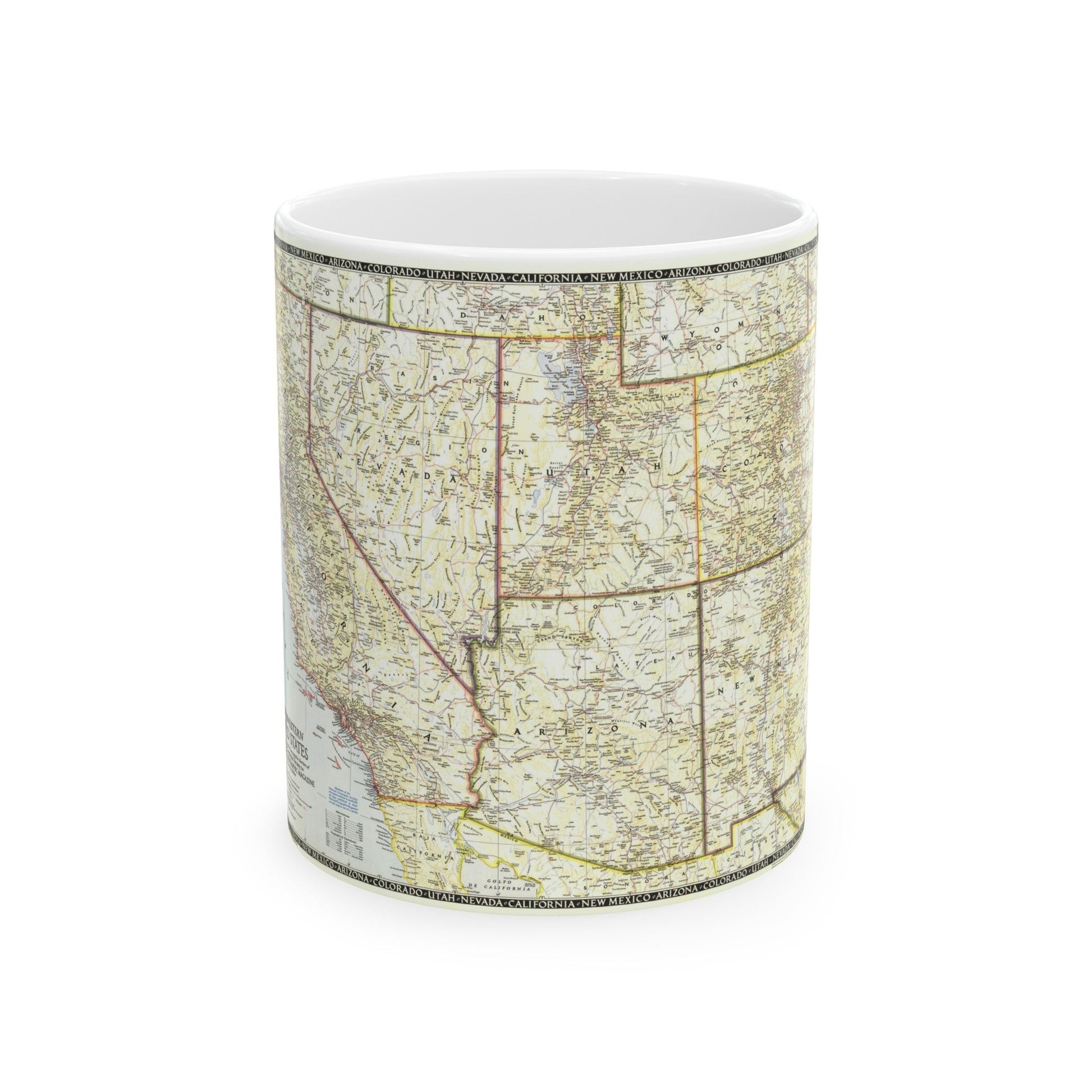 USA - Southwestern (1948) (Map) White Coffee Mug-11oz-The Sticker Space