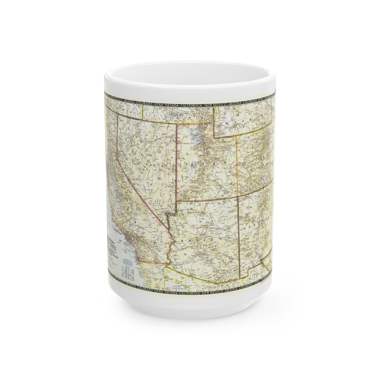 USA - Southwestern (1948) (Map) White Coffee Mug-15oz-The Sticker Space