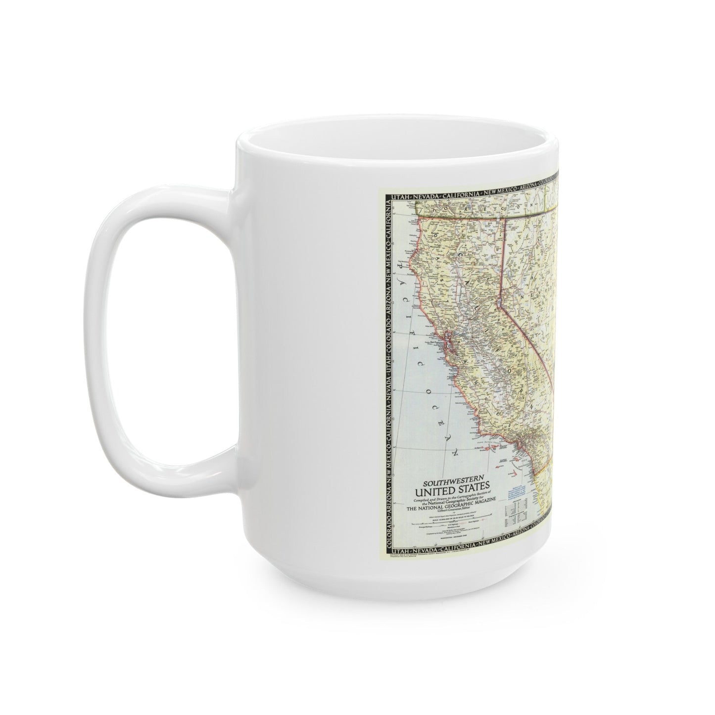 USA - Southwestern (1948) (Map) White Coffee Mug-The Sticker Space