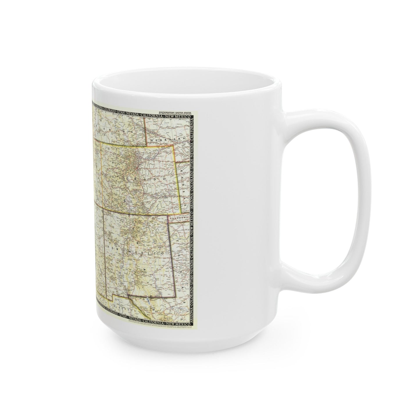 USA - Southwestern (1948) (Map) White Coffee Mug-The Sticker Space