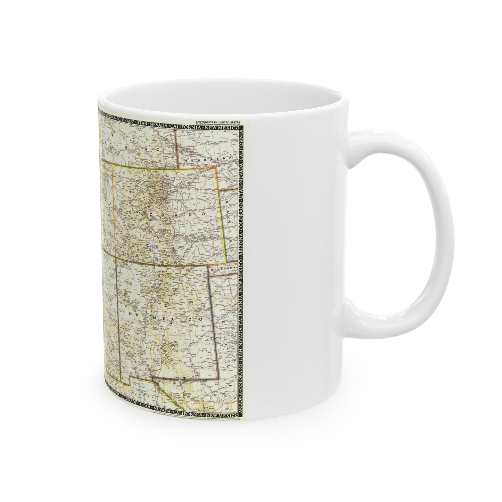 USA - Southwestern (1948) (Map) White Coffee Mug-The Sticker Space