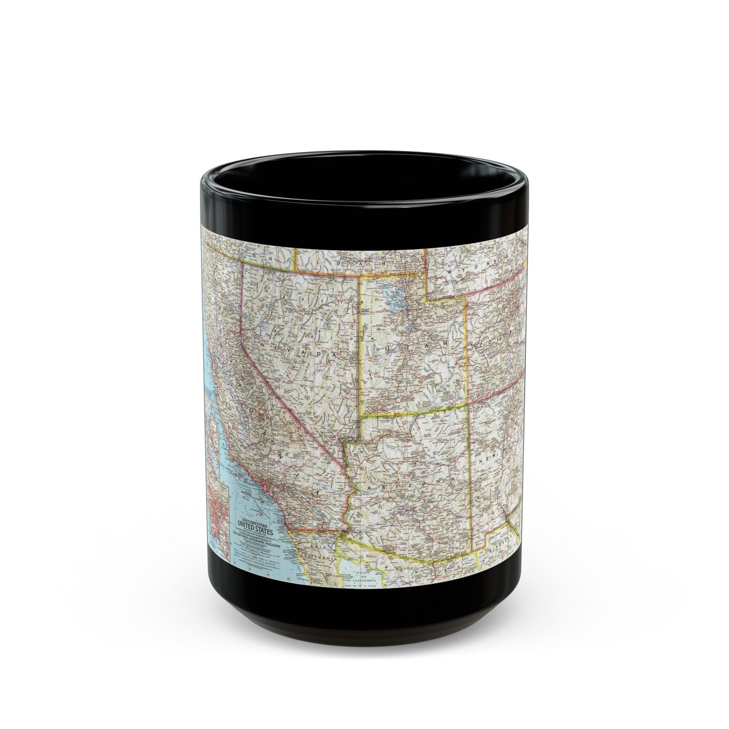 USA - Southwestern (1959) (Map) Black Coffee Mug-15oz-The Sticker Space
