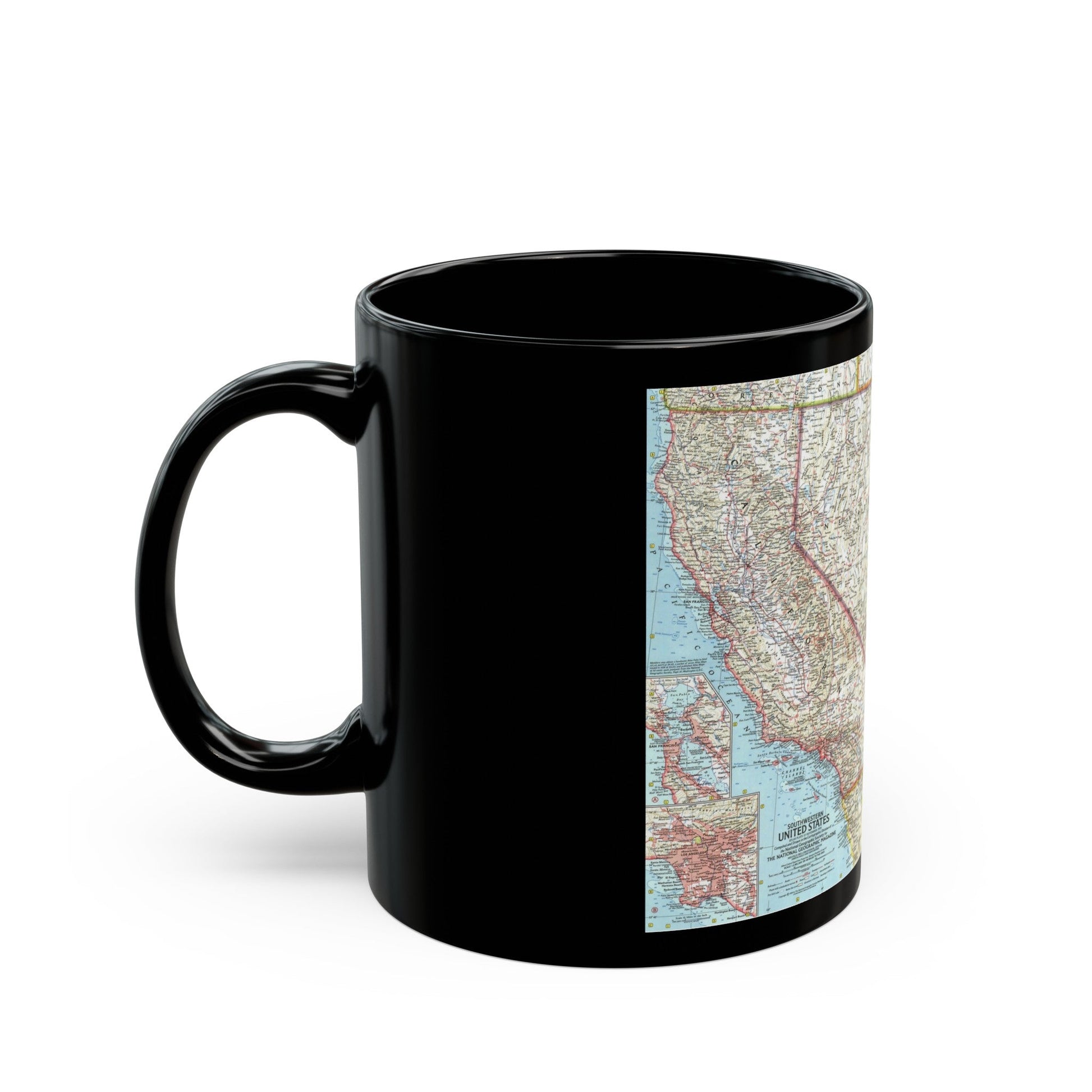 USA - Southwestern (1959) (Map) Black Coffee Mug-The Sticker Space
