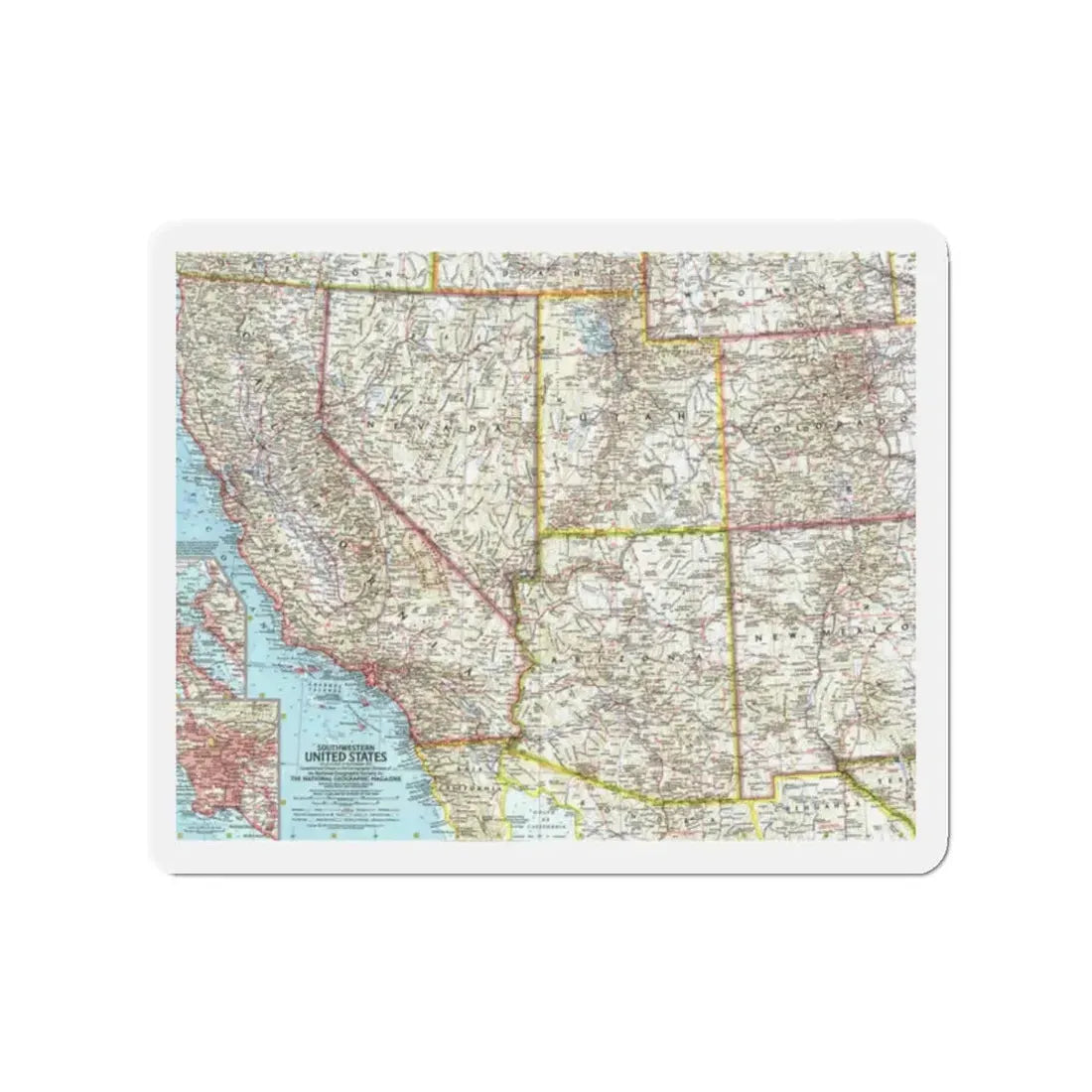 USA - Southwestern (1959) (Map) Refrigerator Magnet 2 Inch - The Sticker Space