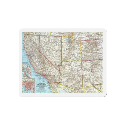 USA - Southwestern (1959) (Map) Refrigerator Magnet 5 Inch - The Sticker Space