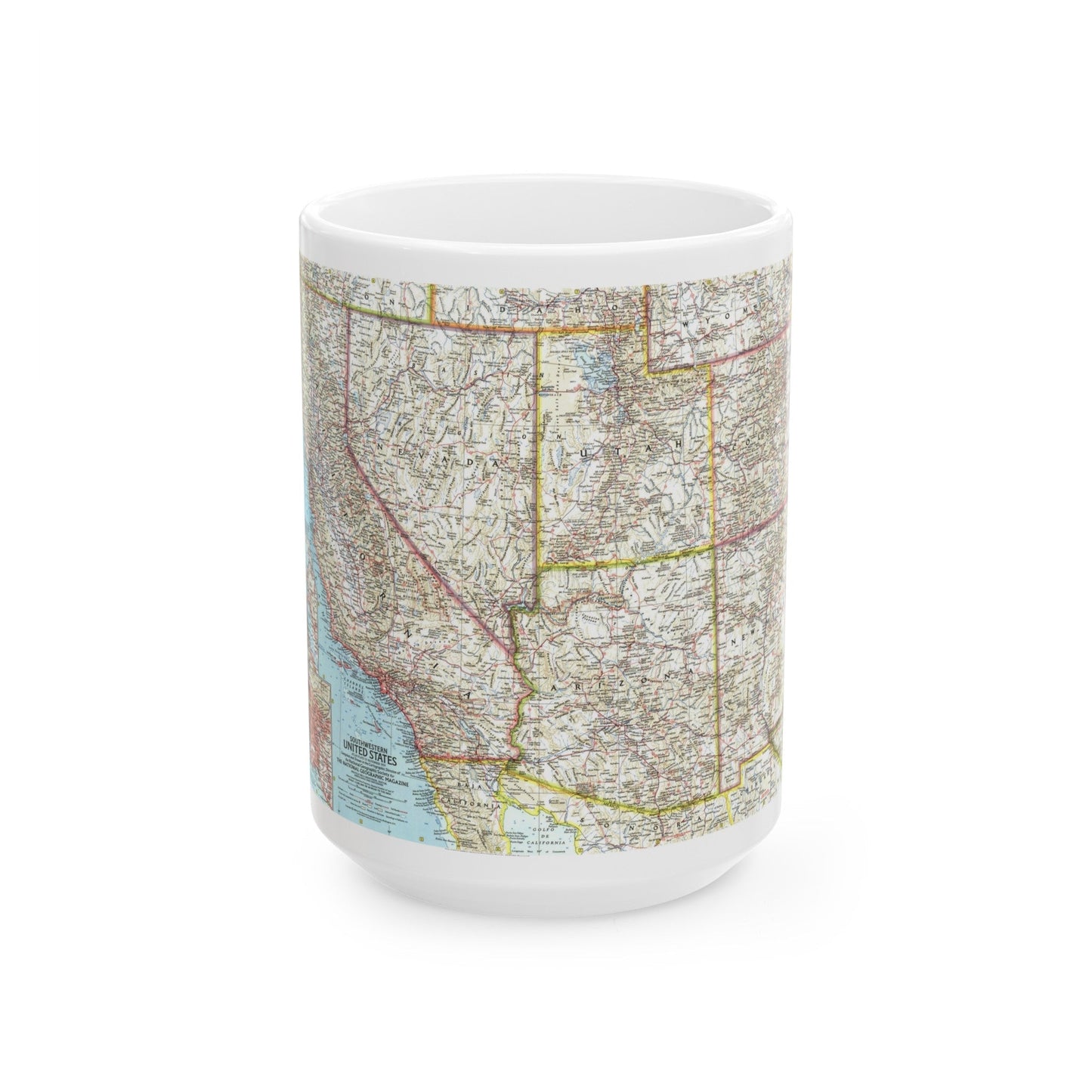 USA - Southwestern (1959) (Map) White Coffee Mug-15oz-The Sticker Space