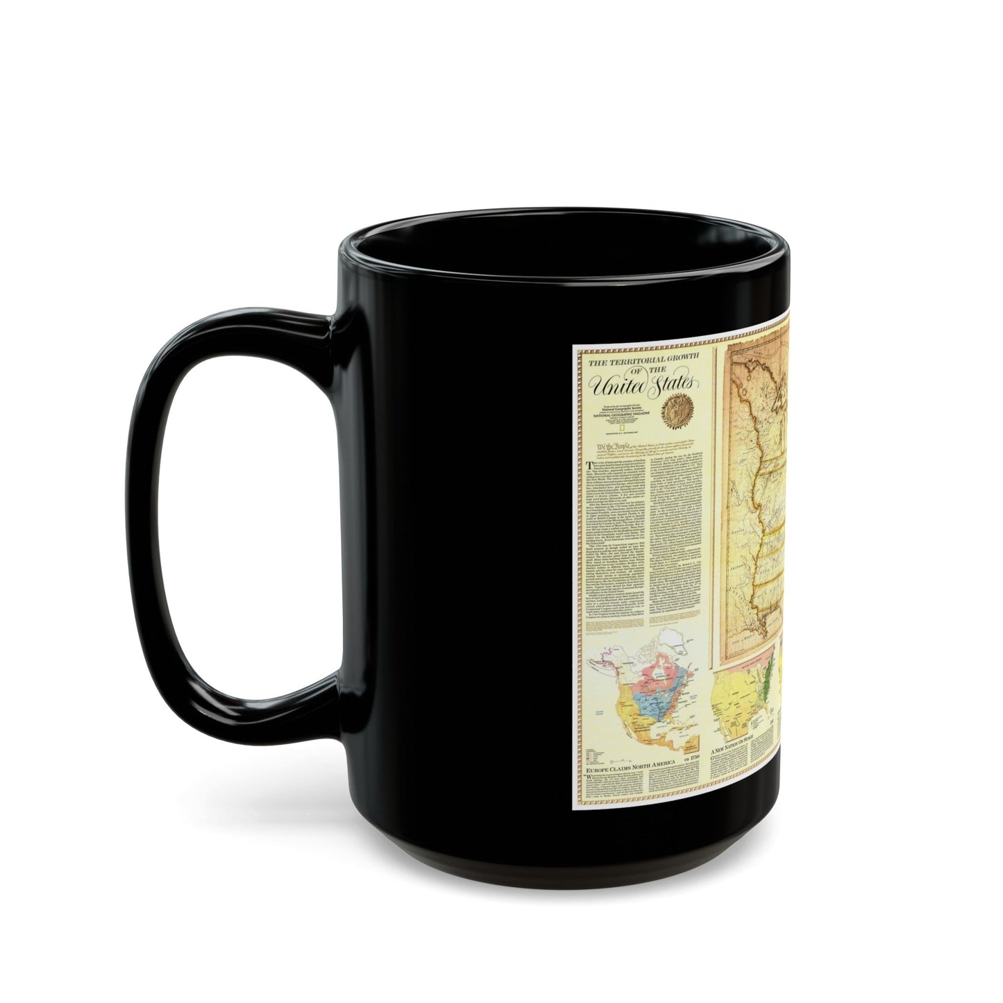 USA - Territorial Growth (1987) (Map) Black Coffee Mug-The Sticker Space