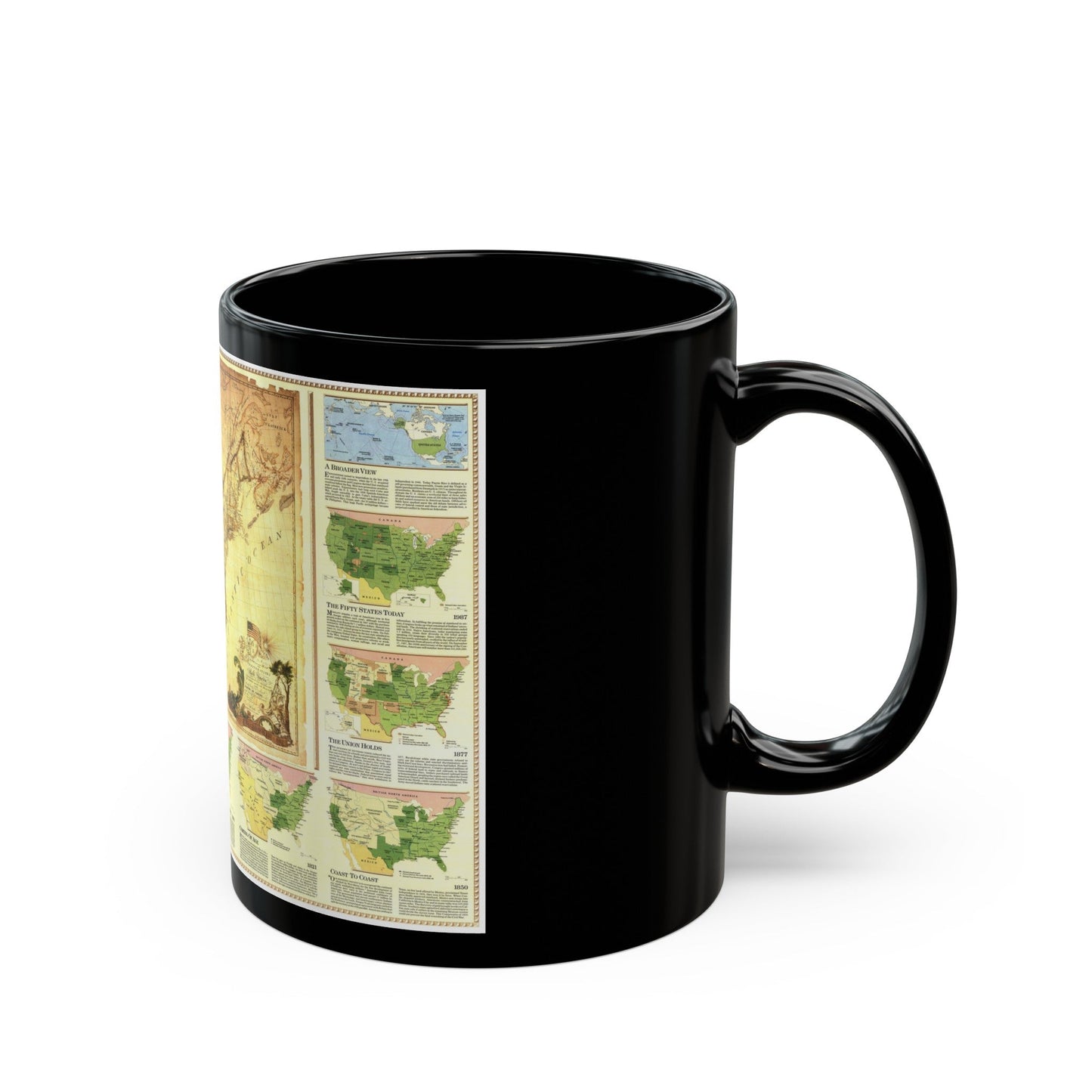 USA - Territorial Growth (1987) (Map) Black Coffee Mug-The Sticker Space