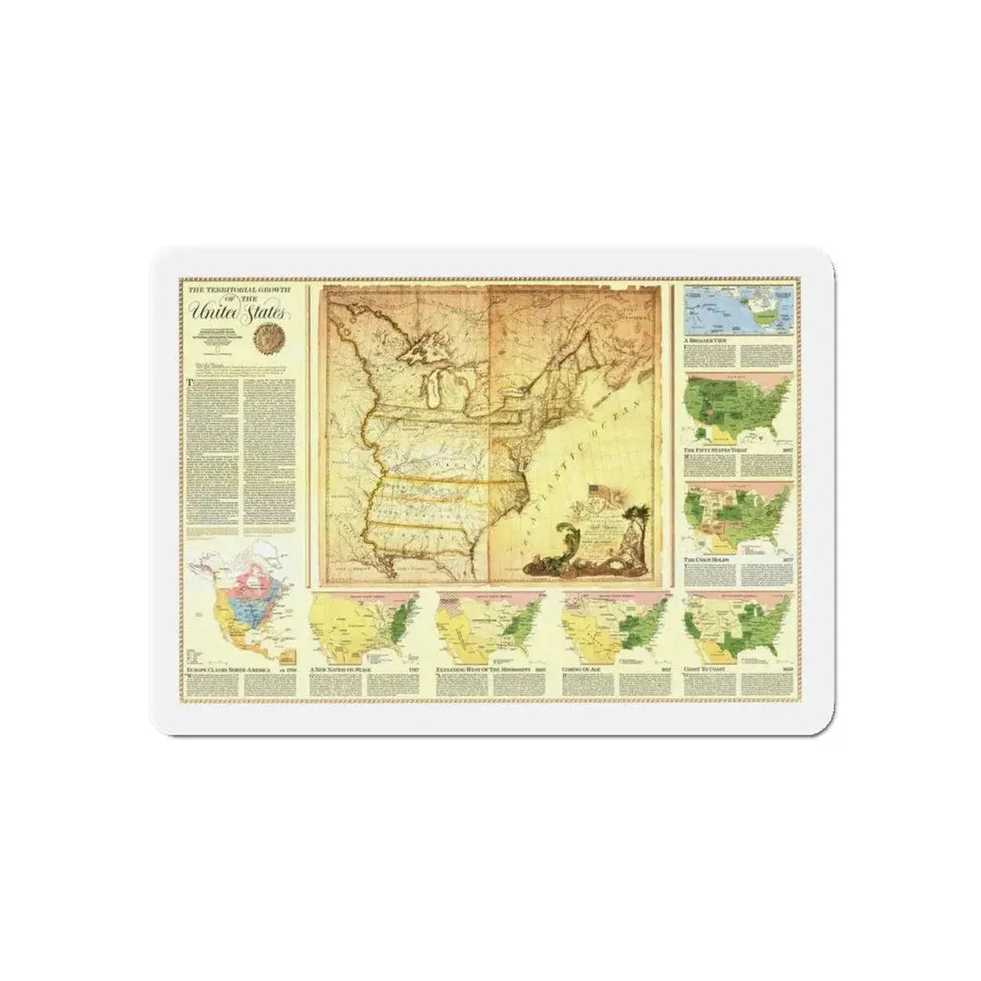 USA - Territorial Growth (1987) (Map) Refrigerator Magnet 6 Inch - The Sticker Space