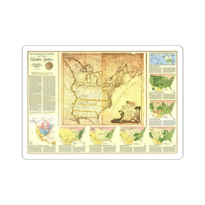 USA - Territorial Growth (1987) (Map) STICKER Vinyl Kiss-Cut Decal 3 Inch White - The Sticker Space