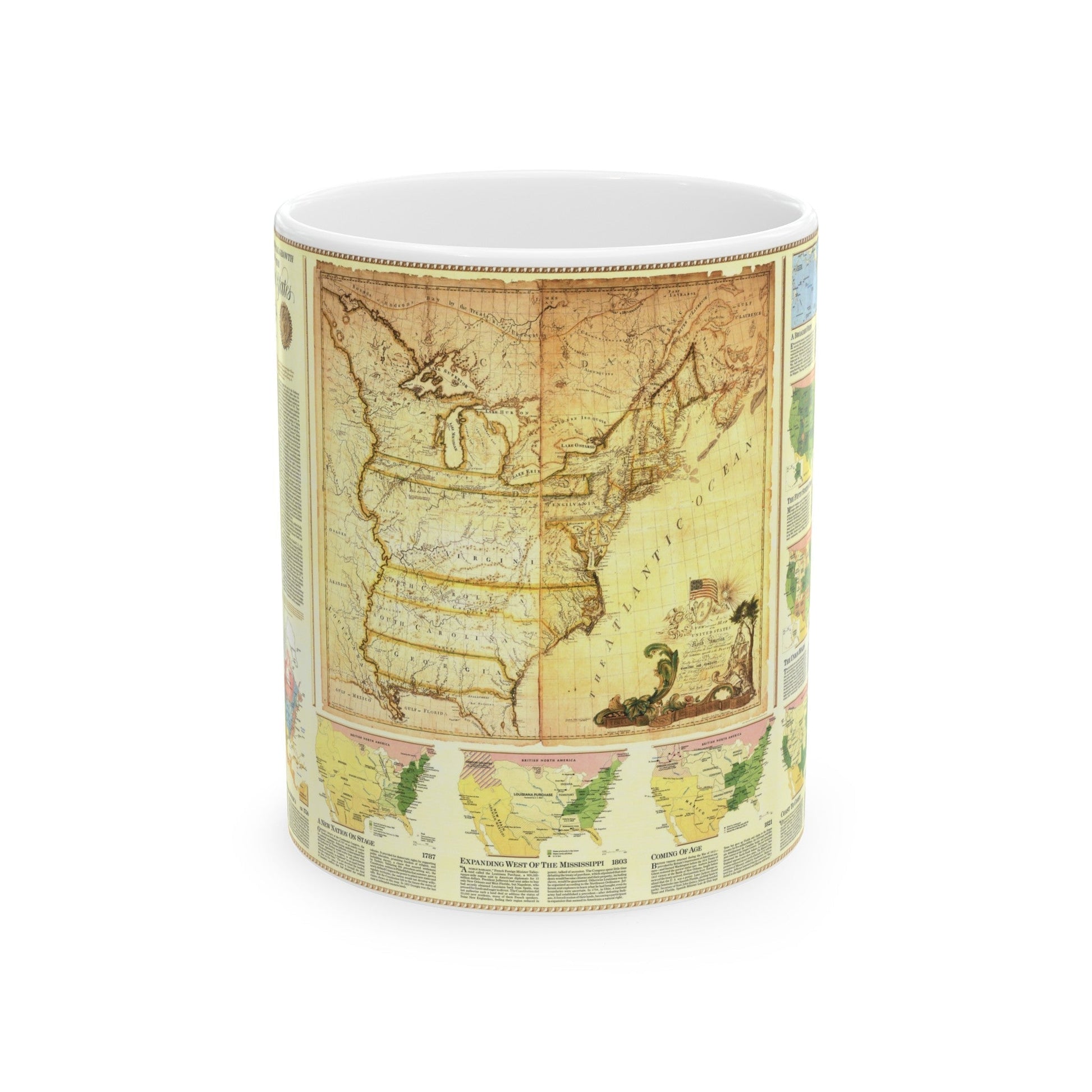 USA - Territorial Growth (1987) (Map) White Coffee Mug-11oz-The Sticker Space