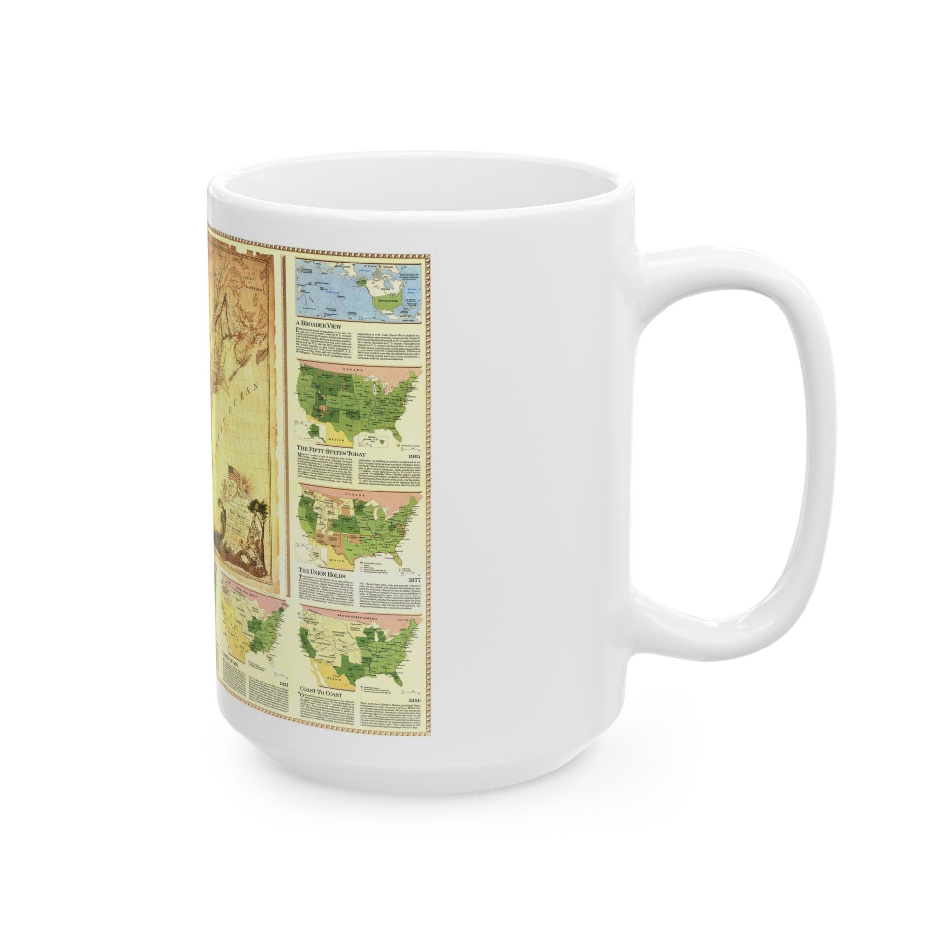 USA - Territorial Growth (1987) (Map) White Coffee Mug-The Sticker Space