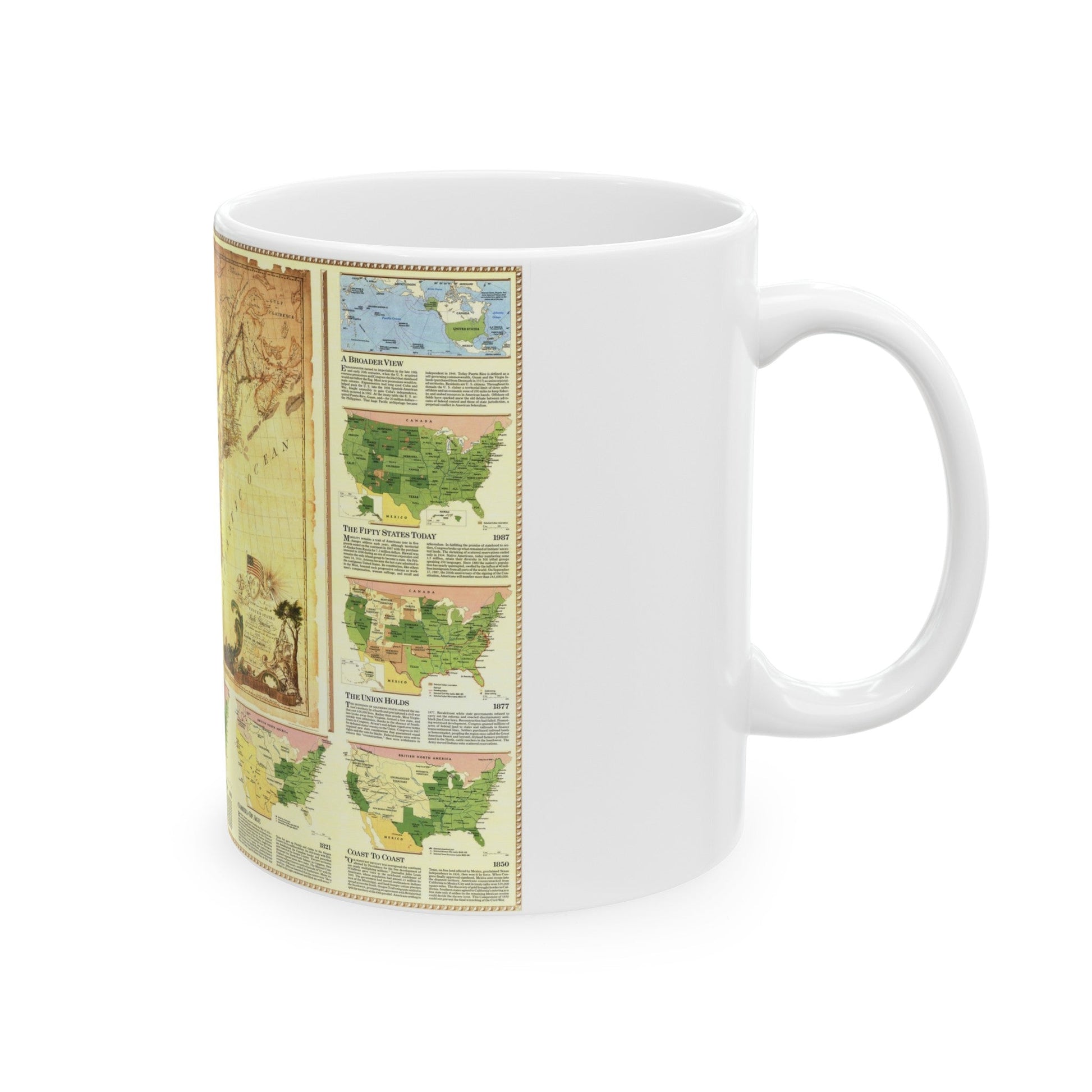 USA - Territorial Growth (1987) (Map) White Coffee Mug-The Sticker Space