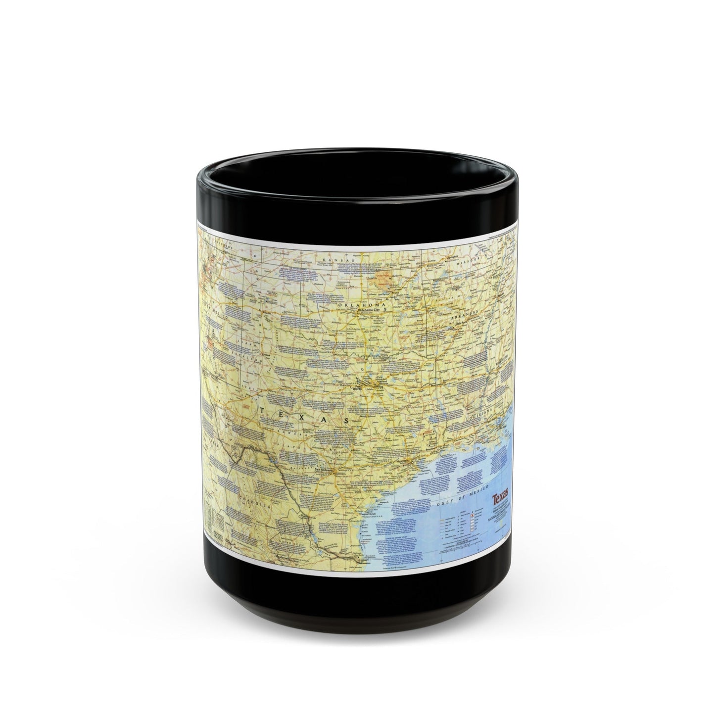 USA - Texas 1 (1986) (Map) Black Coffee Mug-15oz-The Sticker Space