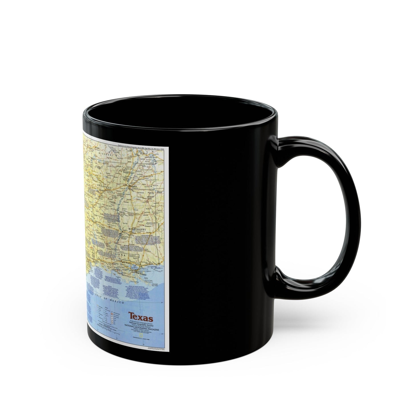 USA - Texas 1 (1986) (Map) Black Coffee Mug-The Sticker Space