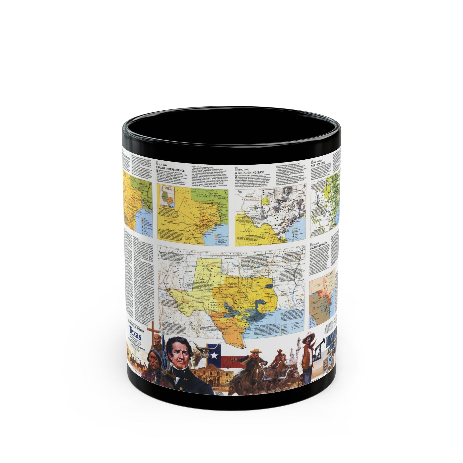 USA - Texas 2 (1986) (Map) Black Coffee Mug-11oz-The Sticker Space