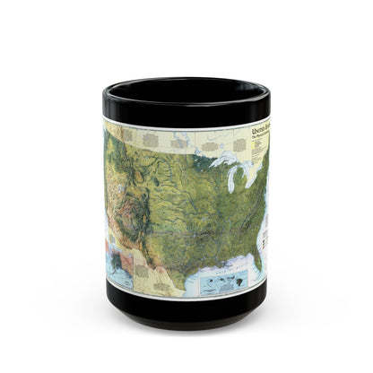 USA - The Physical Landscape (1996) (Map) Black Coffee Mug-15oz-The Sticker Space