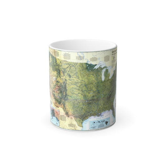 USA - The Physical Landscape (1996) (Map) Color Changing Mug 11oz-11oz-The Sticker Space