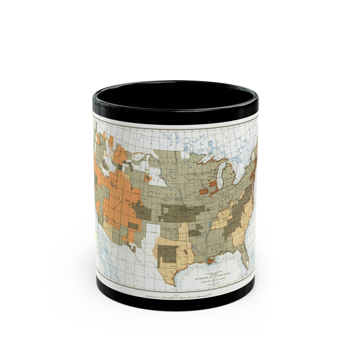 USA - The United States (1892) (Map) Black Coffee Mug-11oz-The Sticker Space