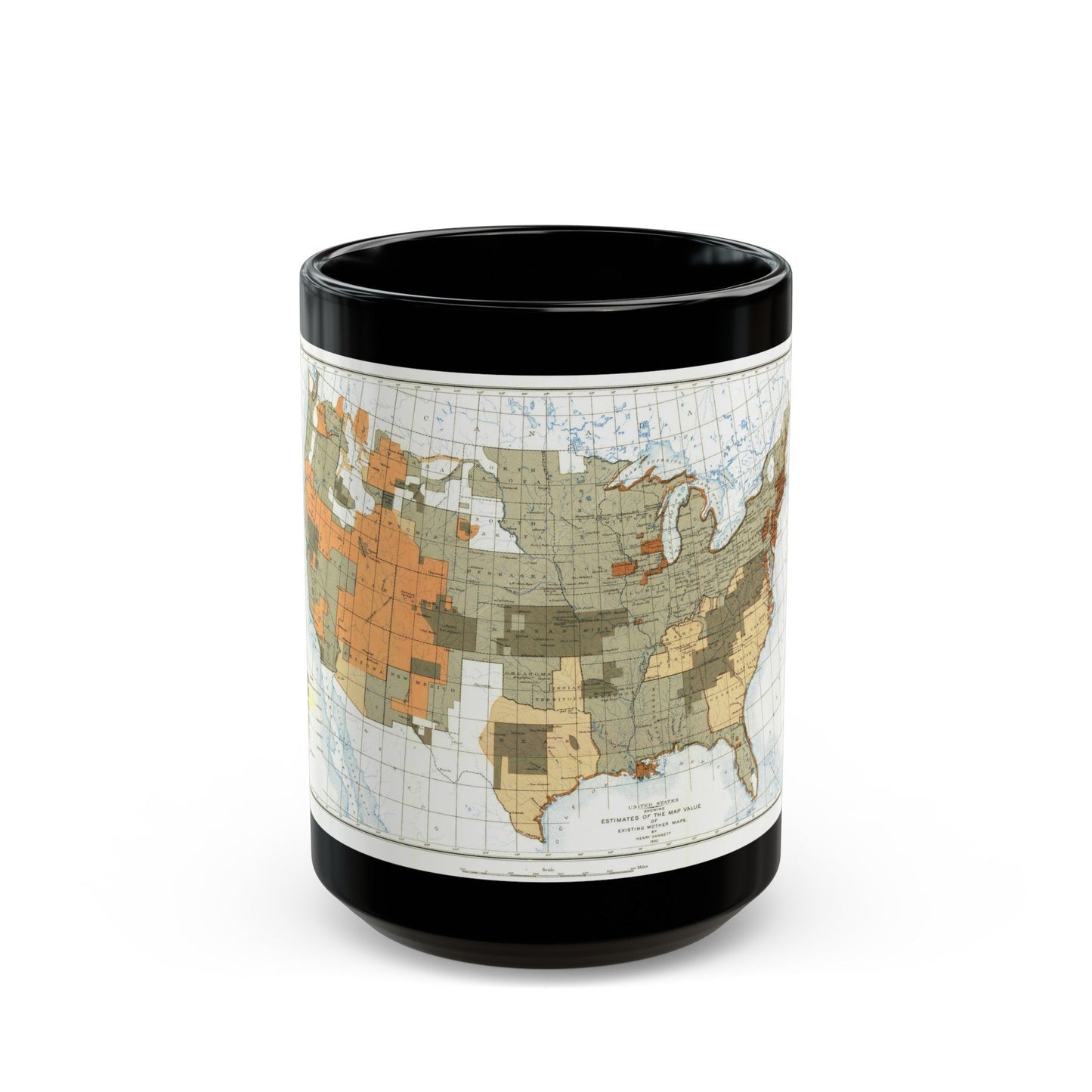 USA - The United States (1892) (Map) Black Coffee Mug-15oz-The Sticker Space