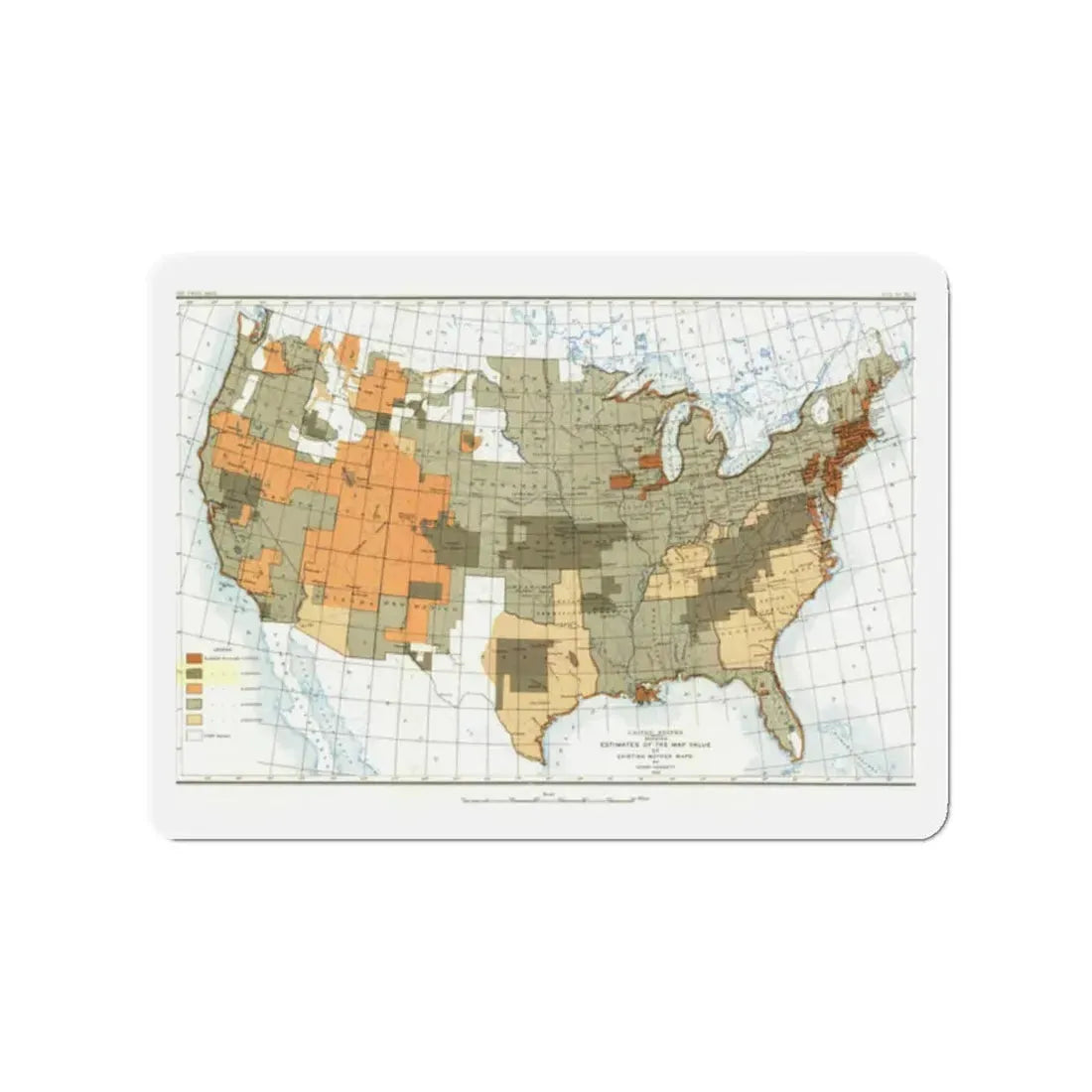 USA - The United States (1892) (Map) Refrigerator Magnet 2 Inch - The Sticker Space