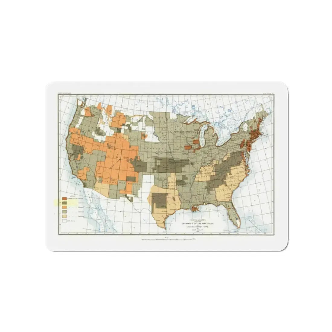 USA - The United States (1892) (Map) Refrigerator Magnet 3 Inch - The Sticker Space