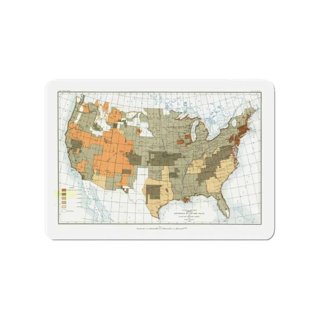 USA - The United States (1892) (Map) Refrigerator Magnet 4 Inch - The Sticker Space