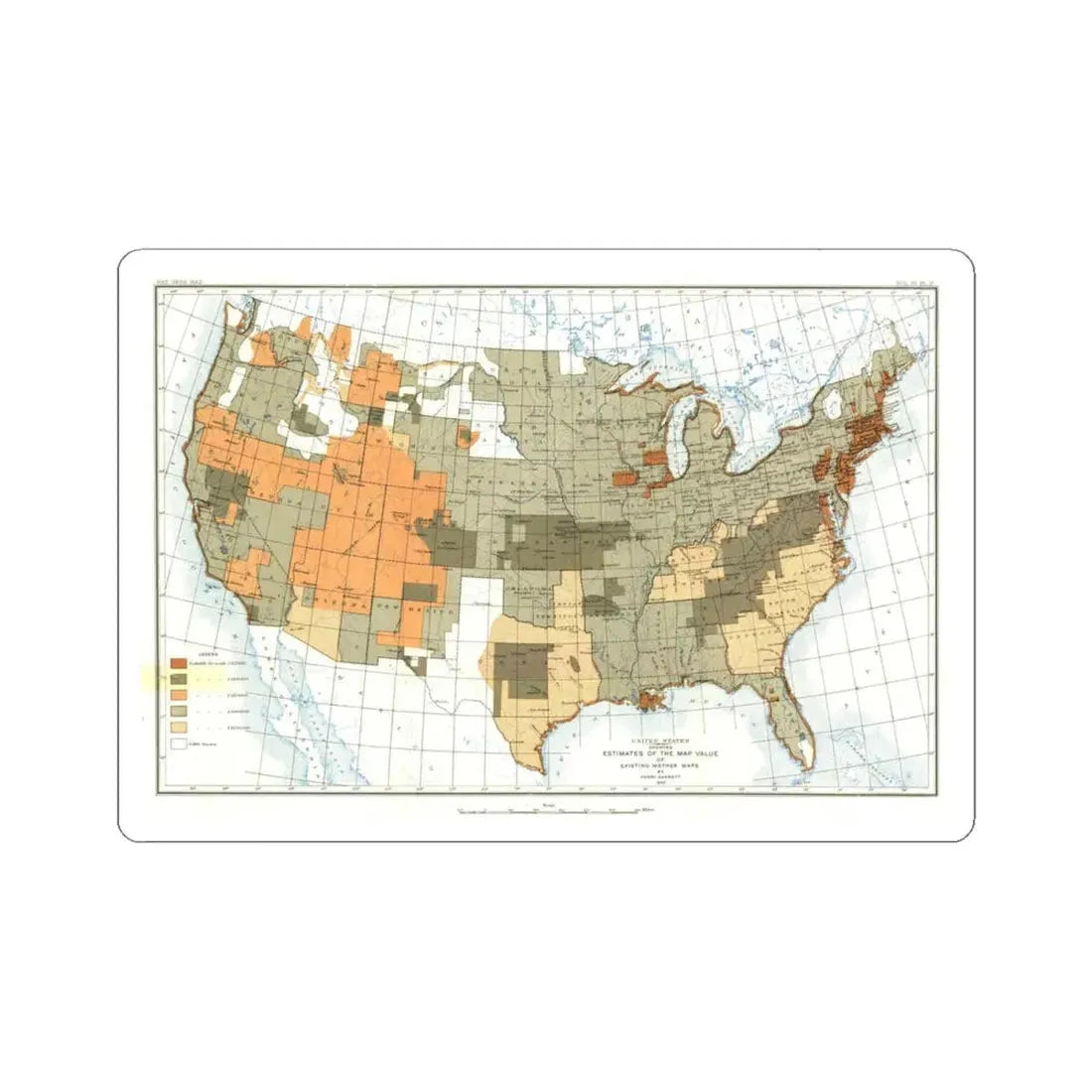 USA - The United States (1892) (Map) STICKER Vinyl Kiss-Cut Decal 4 Inch White - The Sticker Space