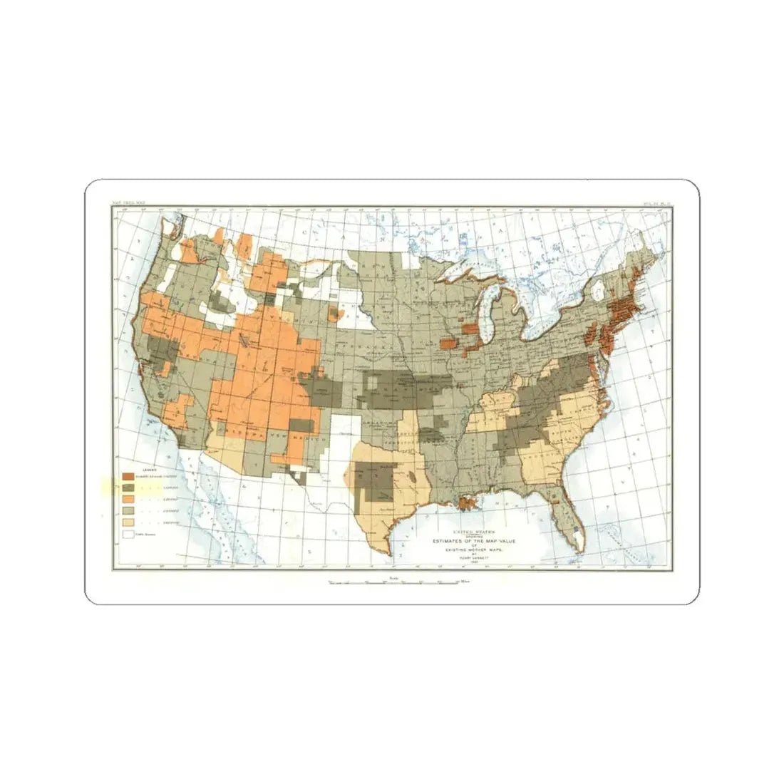 USA - The United States (1892) (Map) STICKER Vinyl Kiss-Cut Decal 6 Inch White - The Sticker Space