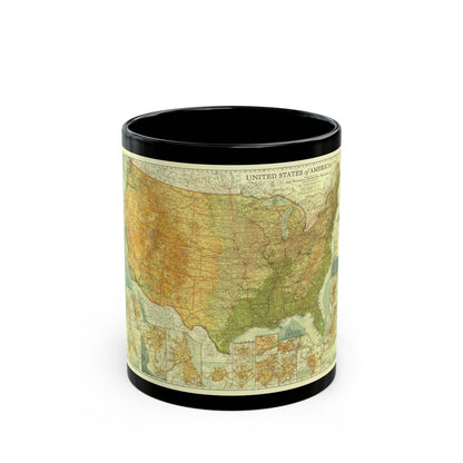 USA - The United States (1923) (Map) Black Coffee Mug-11oz-The Sticker Space