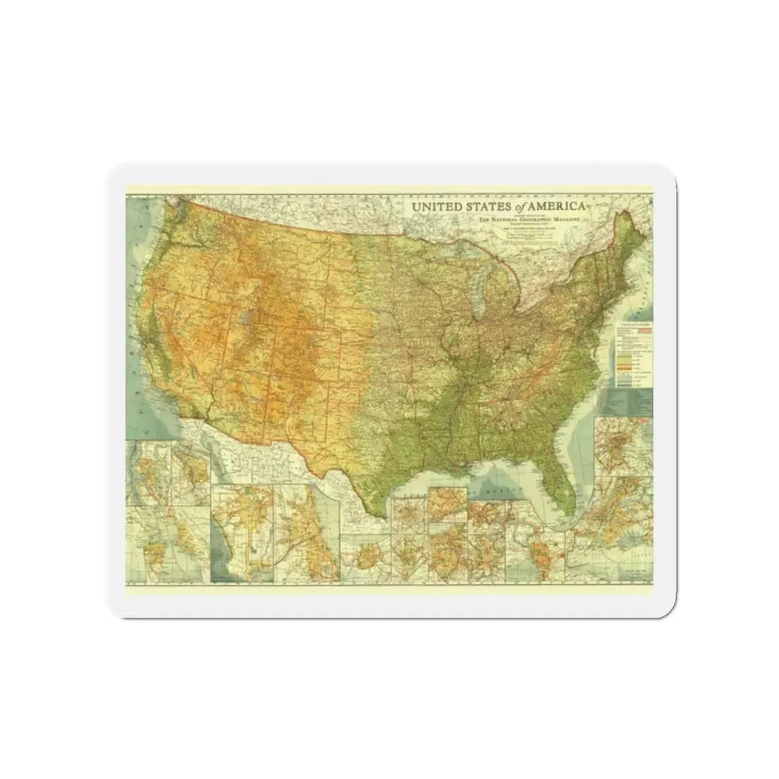USA - The United States (1923) (Map) Refrigerator Magnet 2 Inch - The Sticker Space