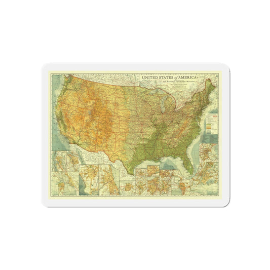 USA - The United States (1923) (Map) Refrigerator Magnet-6 × 6"-The Sticker Space