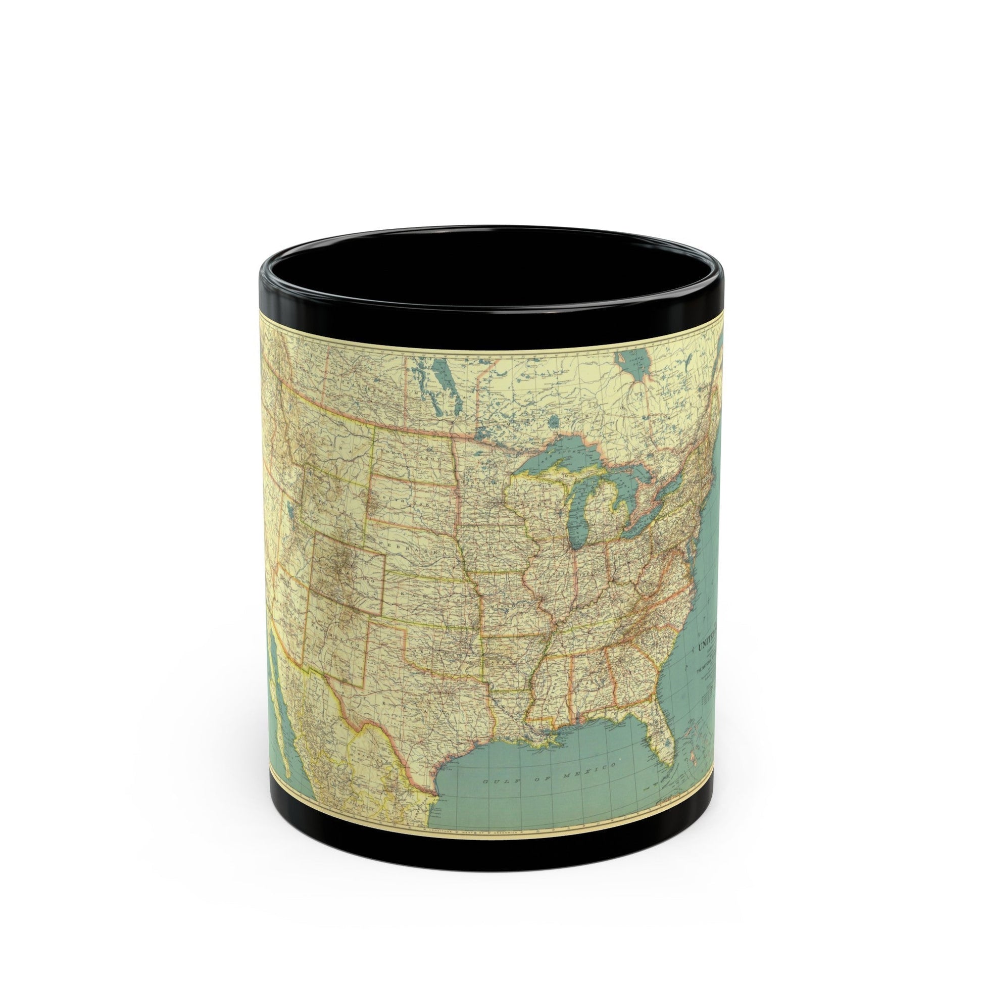 USA - The United States (1933) (Map) Black Coffee Mug-11oz-The Sticker Space