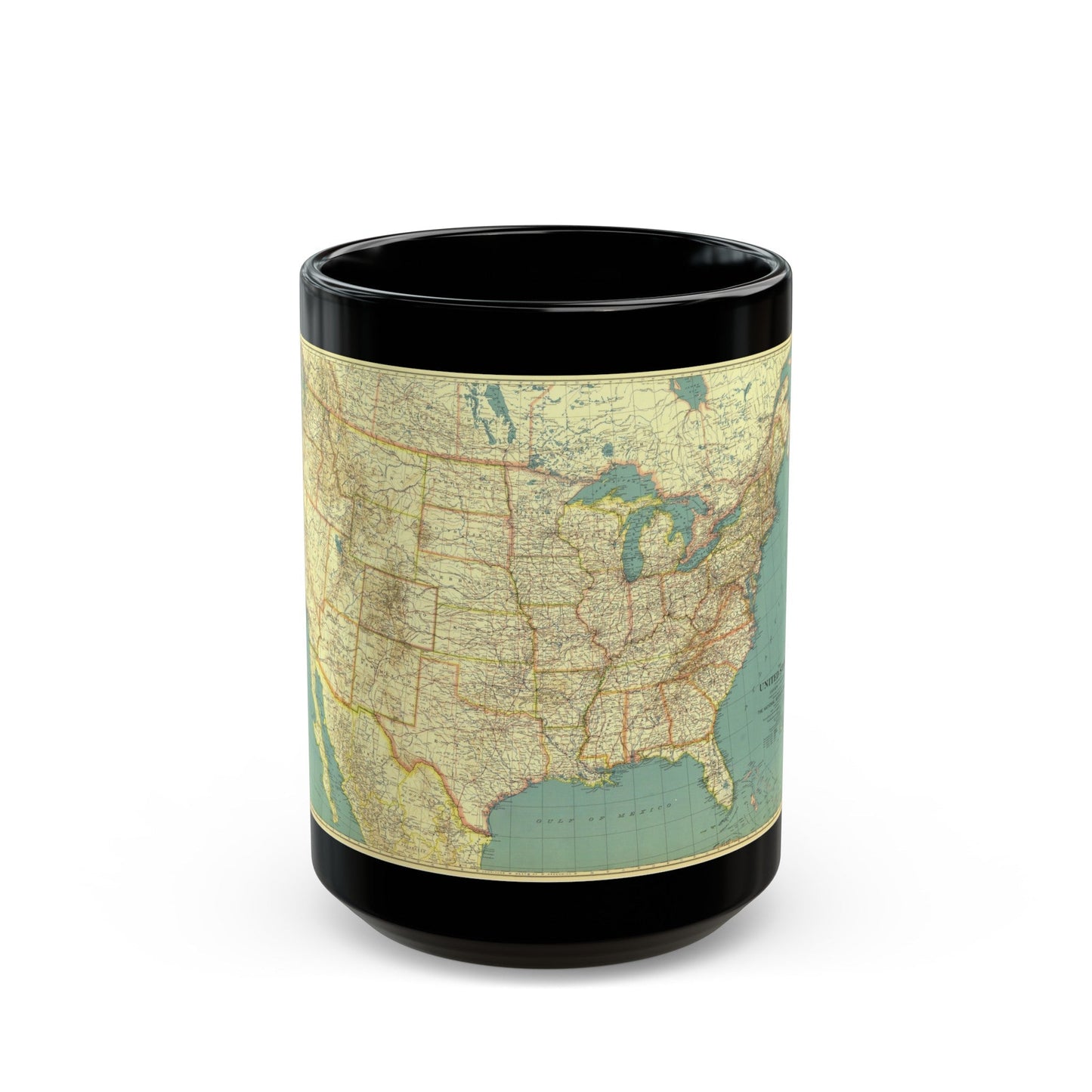 USA - The United States (1933) (Map) Black Coffee Mug-15oz-The Sticker Space