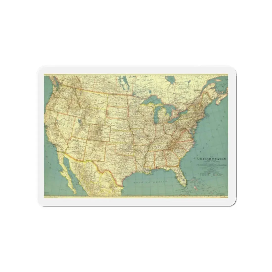 USA - The United States (1933) (Map) Refrigerator Magnet 2 Inch - The Sticker Space
