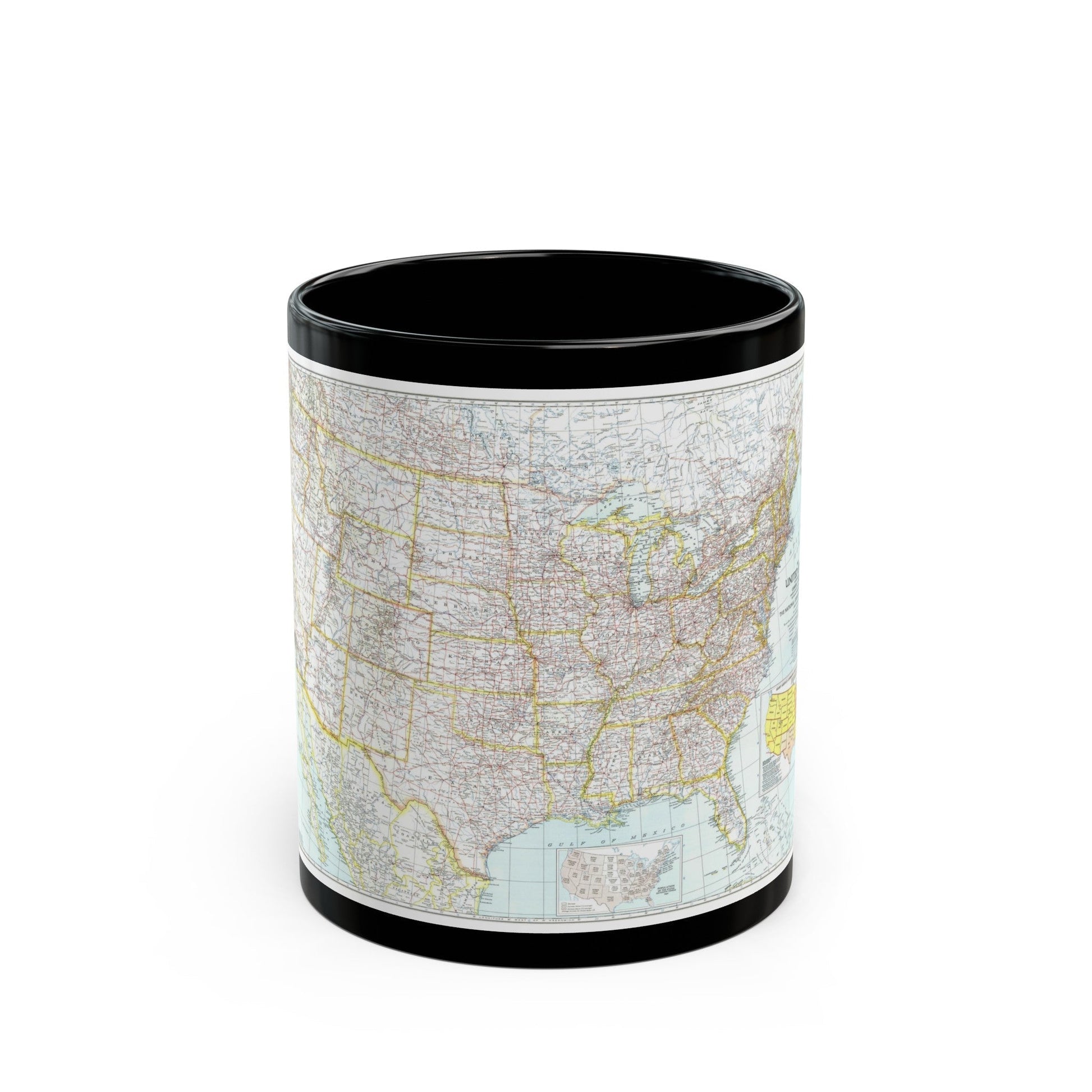 USA - The United States (1940) (Map) Black Coffee Mug-11oz-The Sticker Space