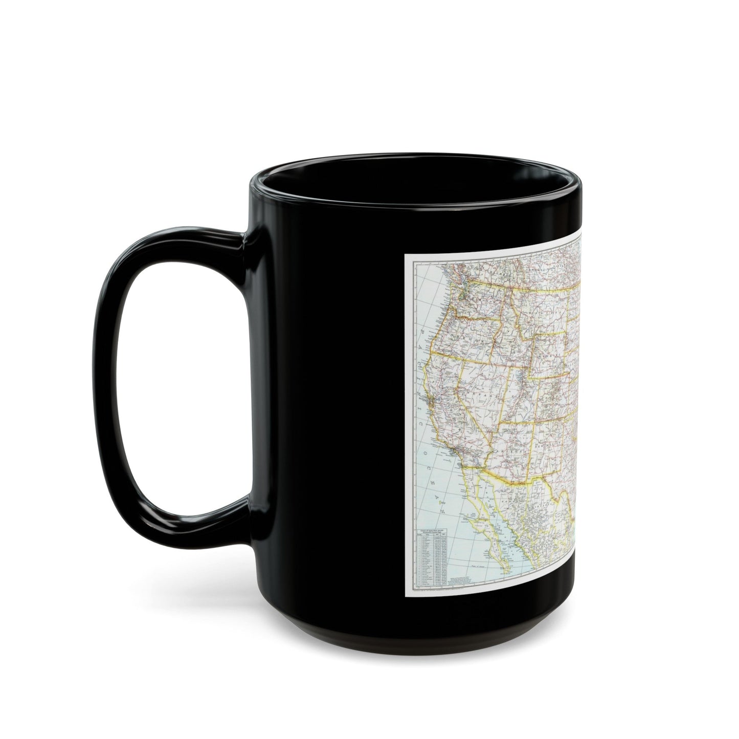 USA - The United States (1940) (Map) Black Coffee Mug-The Sticker Space