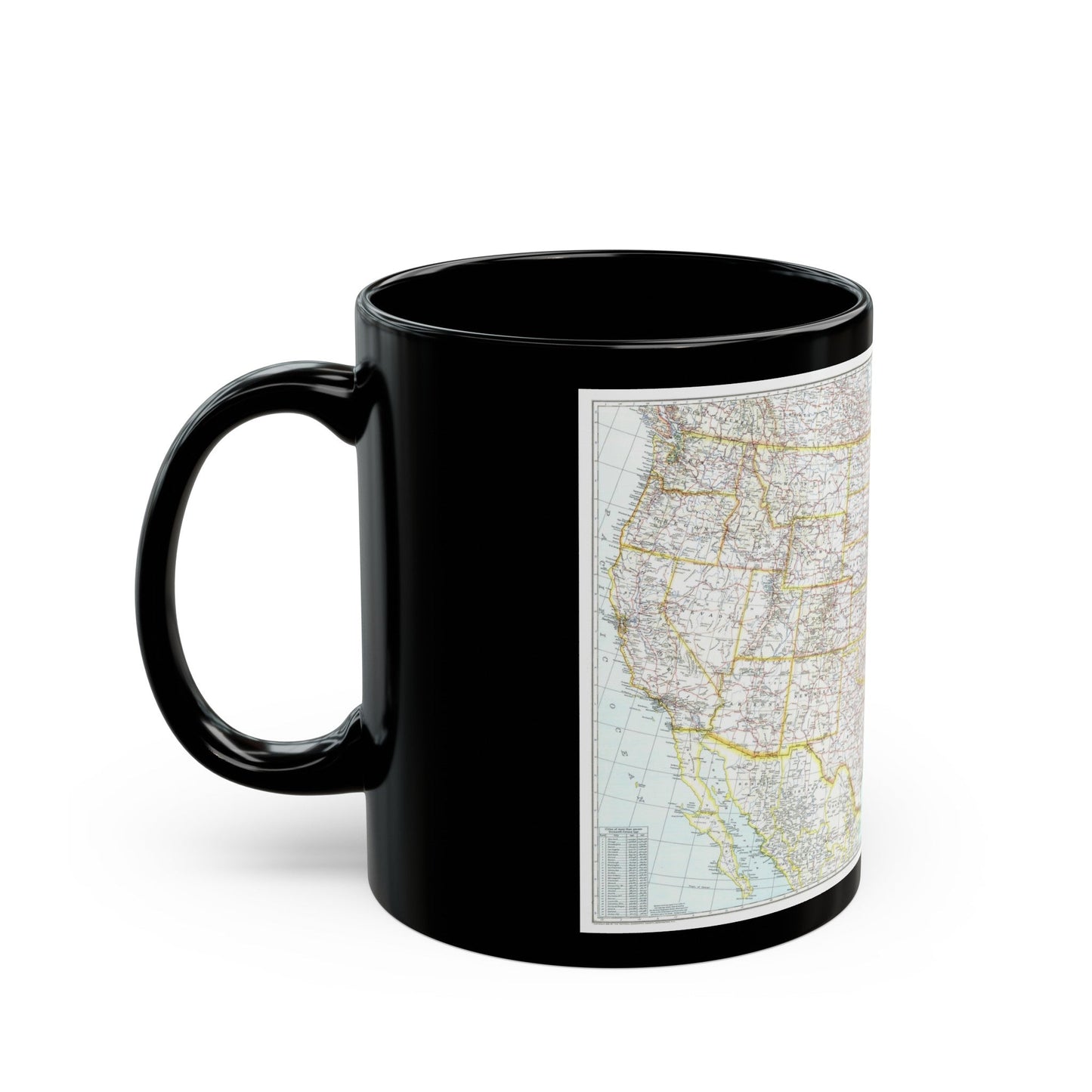 USA - The United States (1940) (Map) Black Coffee Mug-The Sticker Space