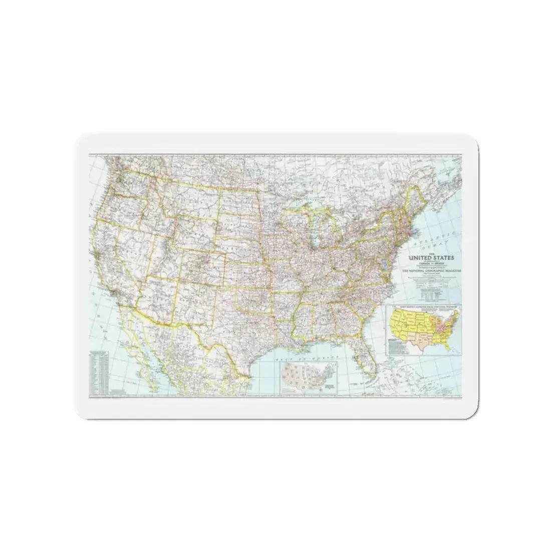 USA - The United States (1940) (Map) Refrigerator Magnet 2 Inch - The Sticker Space