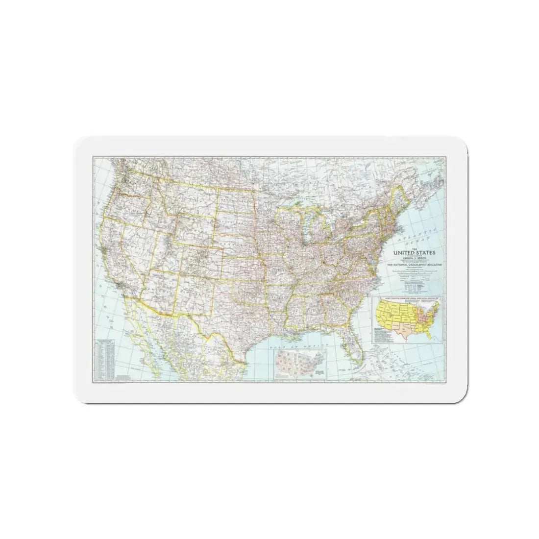 USA - The United States (1940) (Map) Refrigerator Magnet 3 Inch - The Sticker Space