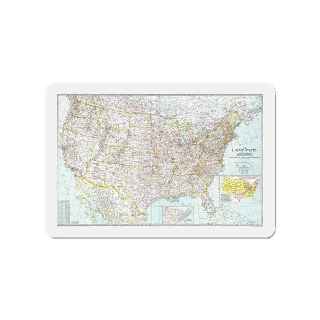 USA - The United States (1940) (Map) Refrigerator Magnet 4 Inch - The Sticker Space