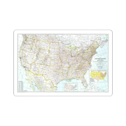 USA - The United States (1940) (Map) STICKER Vinyl Kiss-Cut Decal 3 Inch White - The Sticker Space